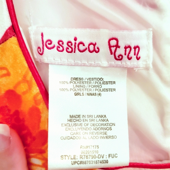 Jessica Ann Kids Dress Size 4 Floral Sleeveless Striped Girls Dress - Picture 7 of 7